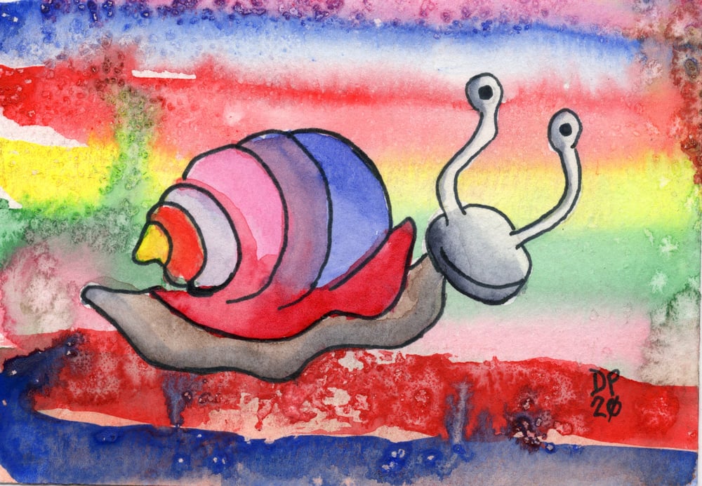 Image of "Snail Rainbow" watercolor painting.
