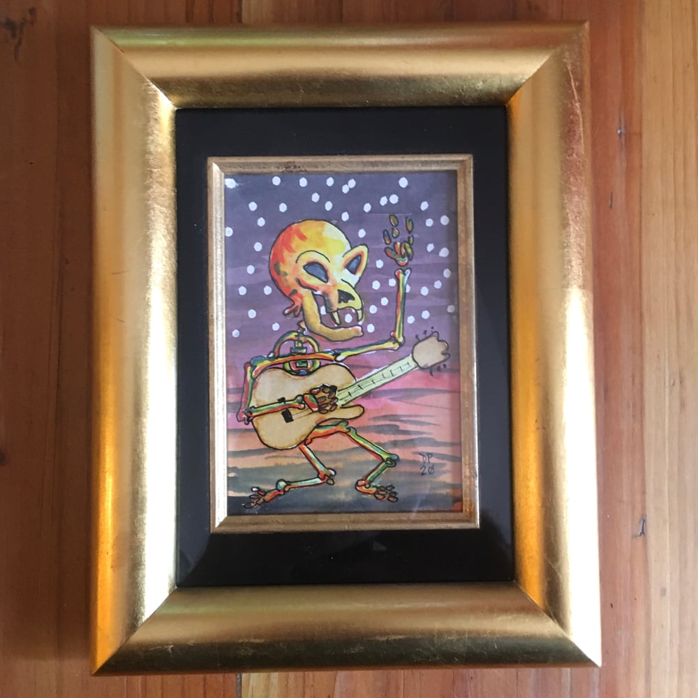 Image of "Starry Skeleton" watercolor painting