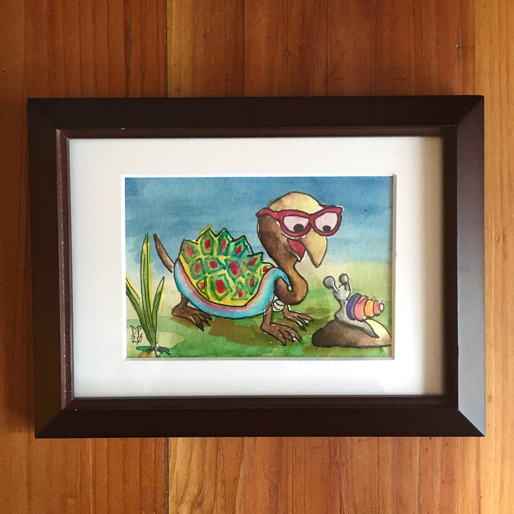 Image of "Turtle and Snail" watercolor painting