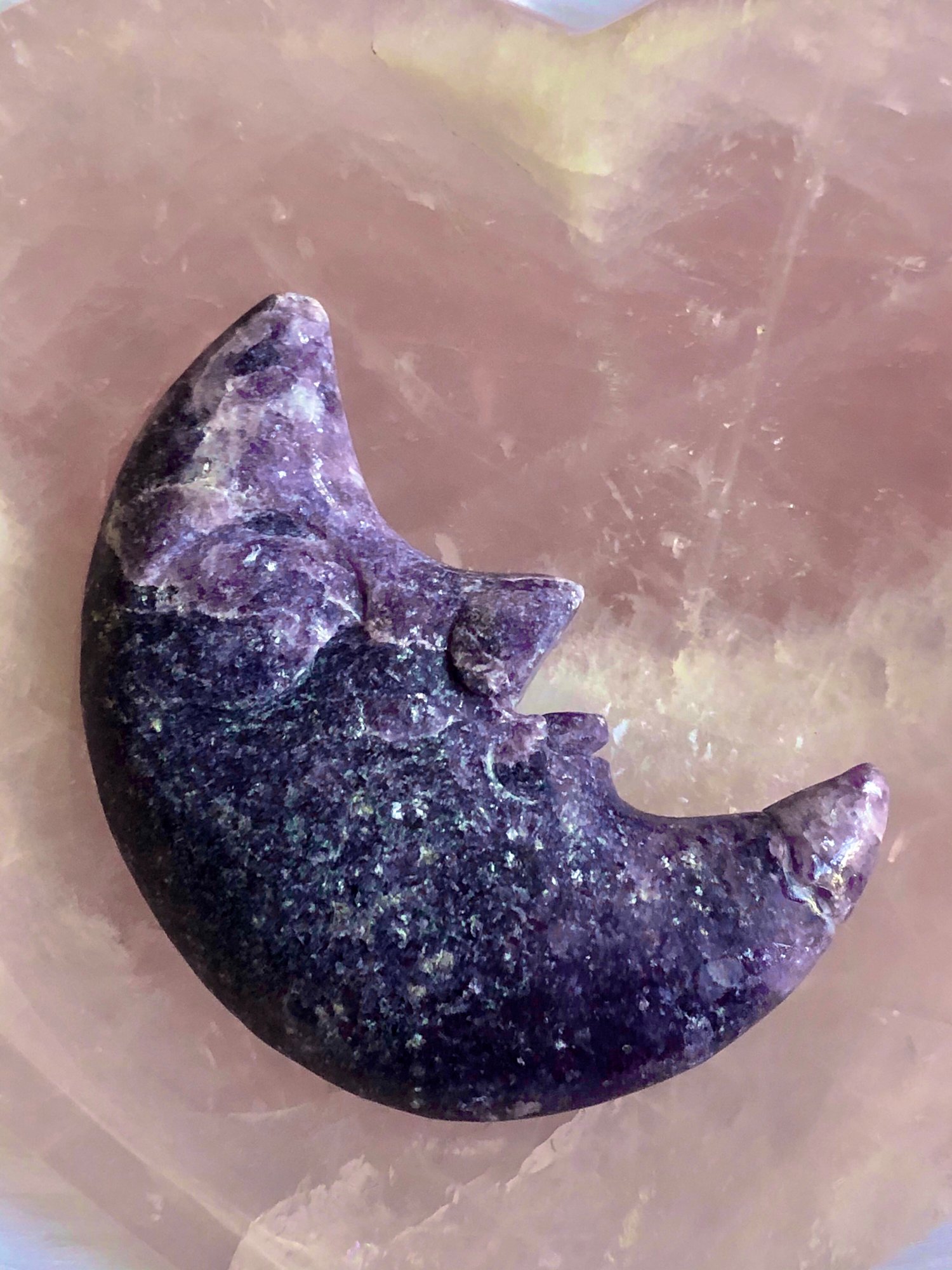 Image of Lepidolite Moon Face Carving