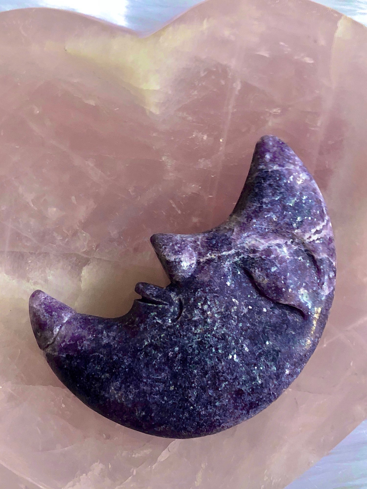 Image of Lepidolite Moon Face Carving