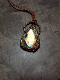 Image 1 of Electroformed Labradorite on Leather
