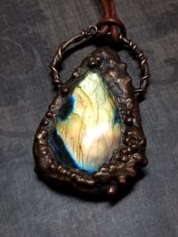 Image 2 of Electroformed Labradorite on Leather