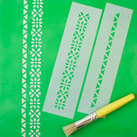 Image 1 of Rajasthan Border Stencil for walls, furniture. Moroccan, Indian style