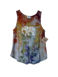Image 2 of ♻️ UPCYCLED M Jersey Knit Elephant Graphic Tank in Watercolor Ice Dye
