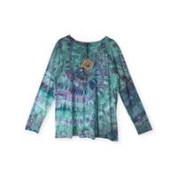 Image 1 of 1XL Ladies Long-Sleeve Stretch Tee in Mermaid Spiral Ice Dye