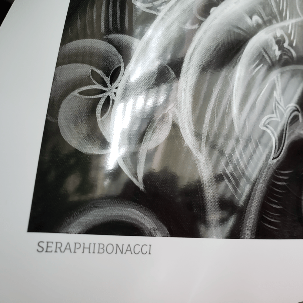 Image of 'Seraphibonacci' Silver - extremely limited edition metallic black & white poster