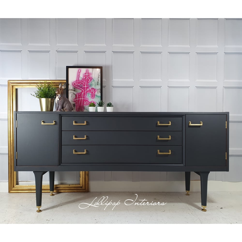 Image of Gplan sideboard in grey and gold