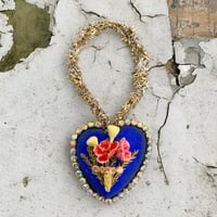 Image 1 of Midnight Blue Valentine Heart with Vintage Florals