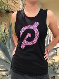 Women's Pink Leopard Logo Muscle Tank