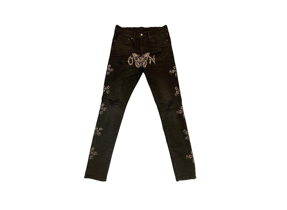 BLACK OXN Rhinestone skinny jeans 