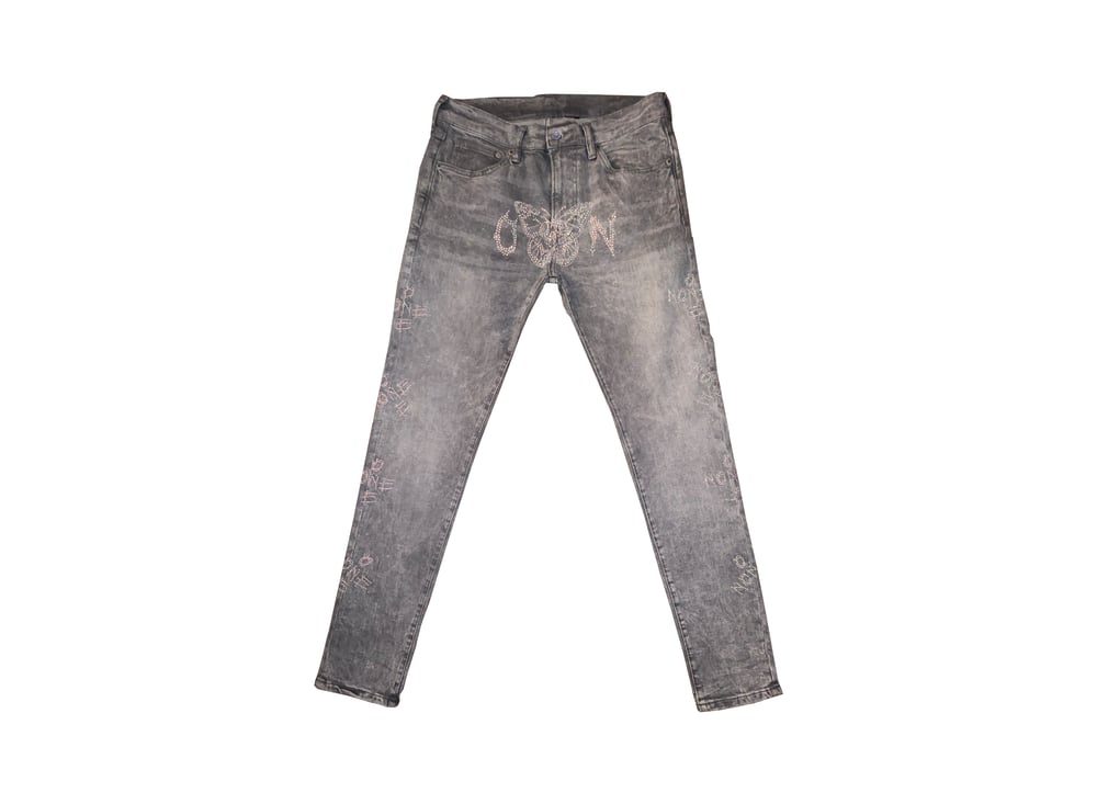 GREY OXN RHINESTONE JEANS 