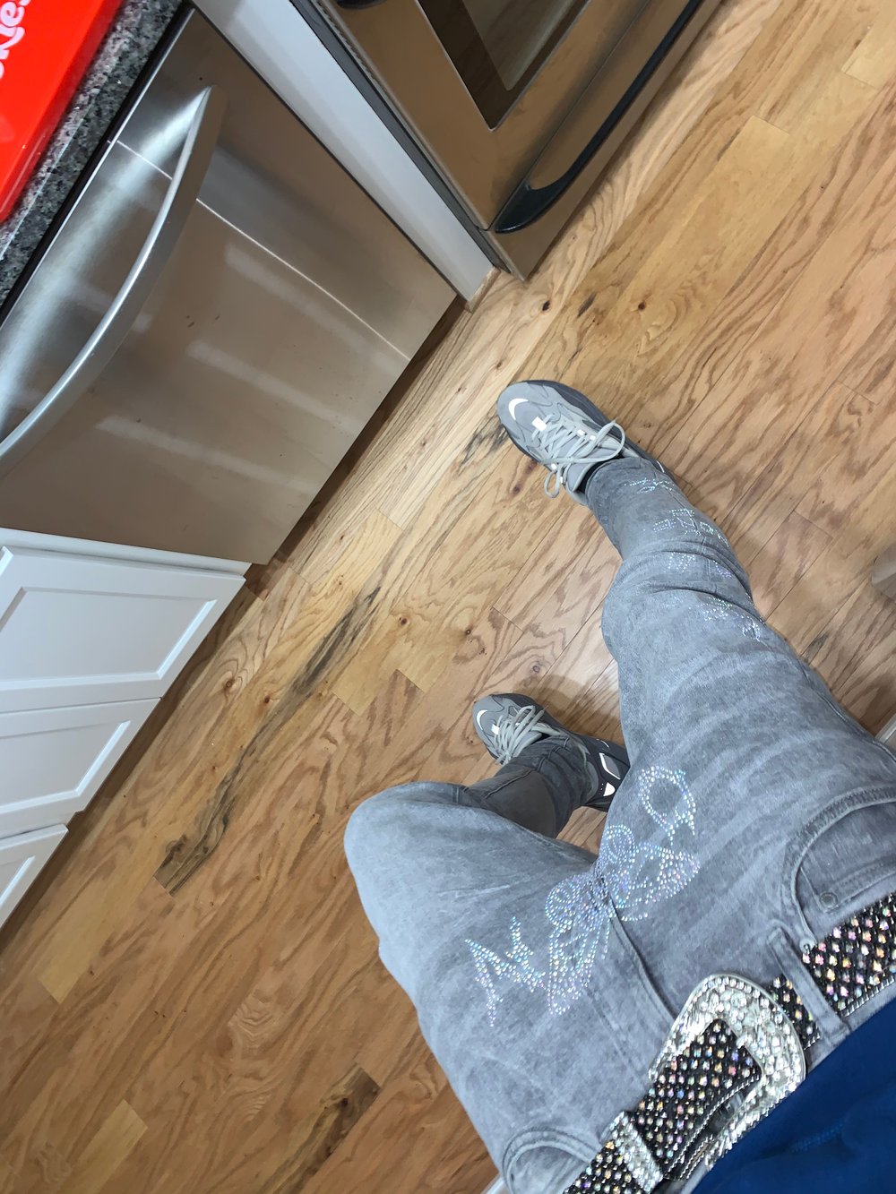 GREY OXN RHINESTONE JEANS 