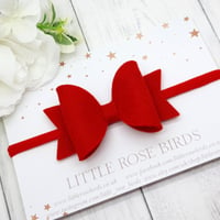 Image 1 of Red Felt Bow on a Headband or Clip - Choice of Size 
