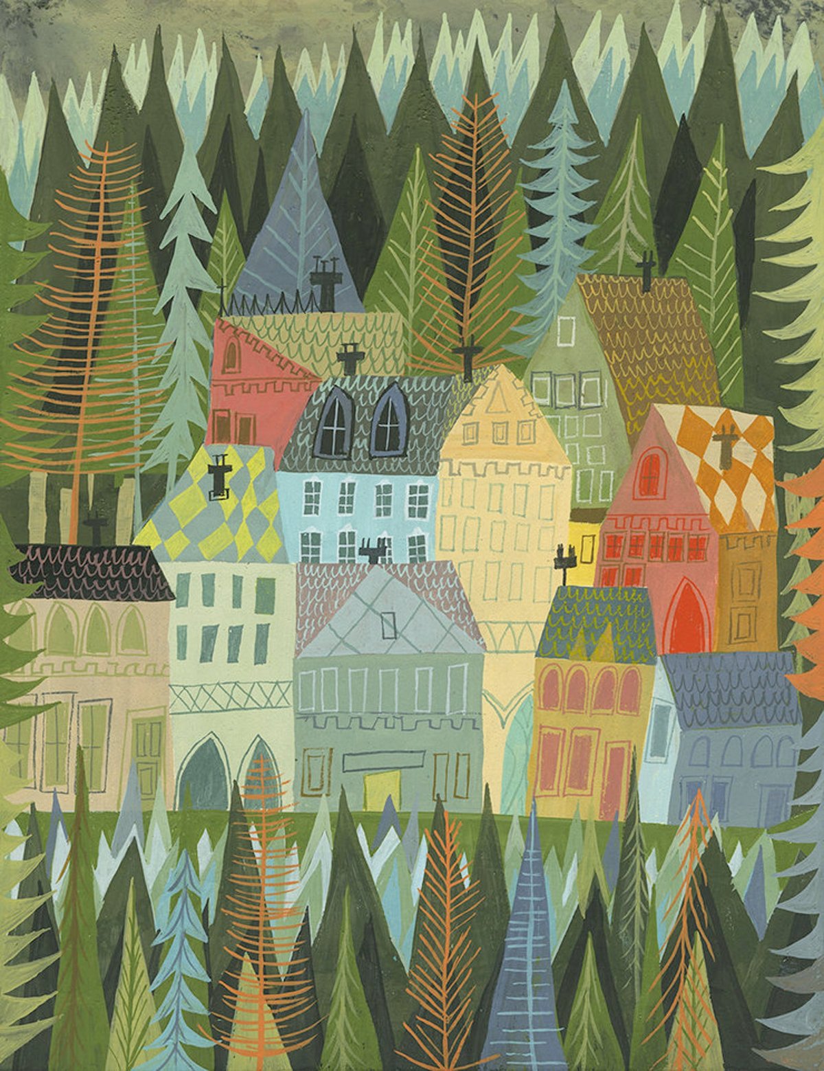 Image of A sleepy village in Norway. Limited edition print.