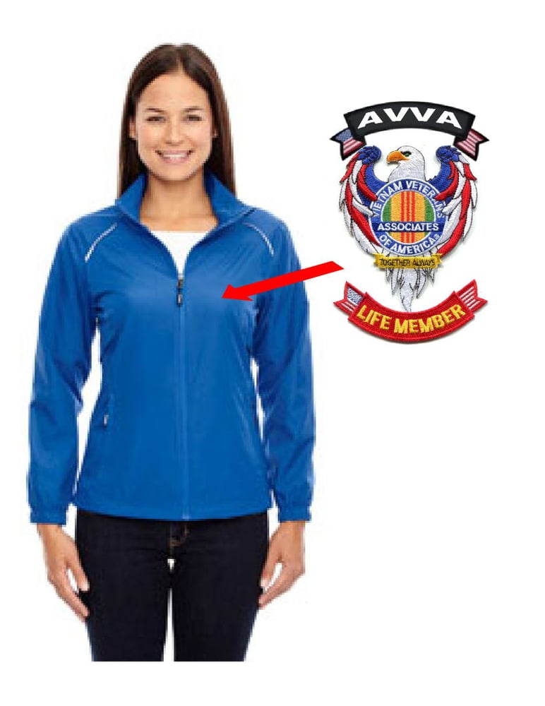 Image of Ladies AVVA Jacket with AVVA Eagle patch, AVVA Tab, Life Member Tab
