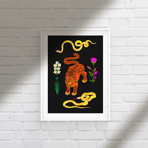Image of TIGER & SNAKES FLOWERS - A3 print