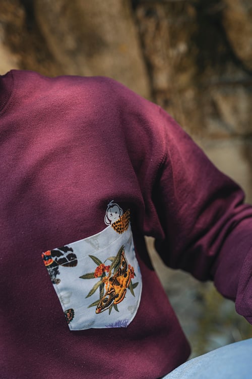 Image of Monkey Climber Moths & Butterflies pocket crew I Burgundy (& other colour options)
