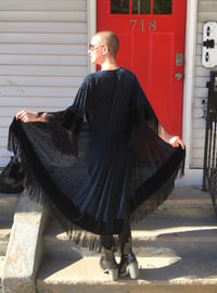 Image 4 of Teal Burnout Velvet Fringe Robe 