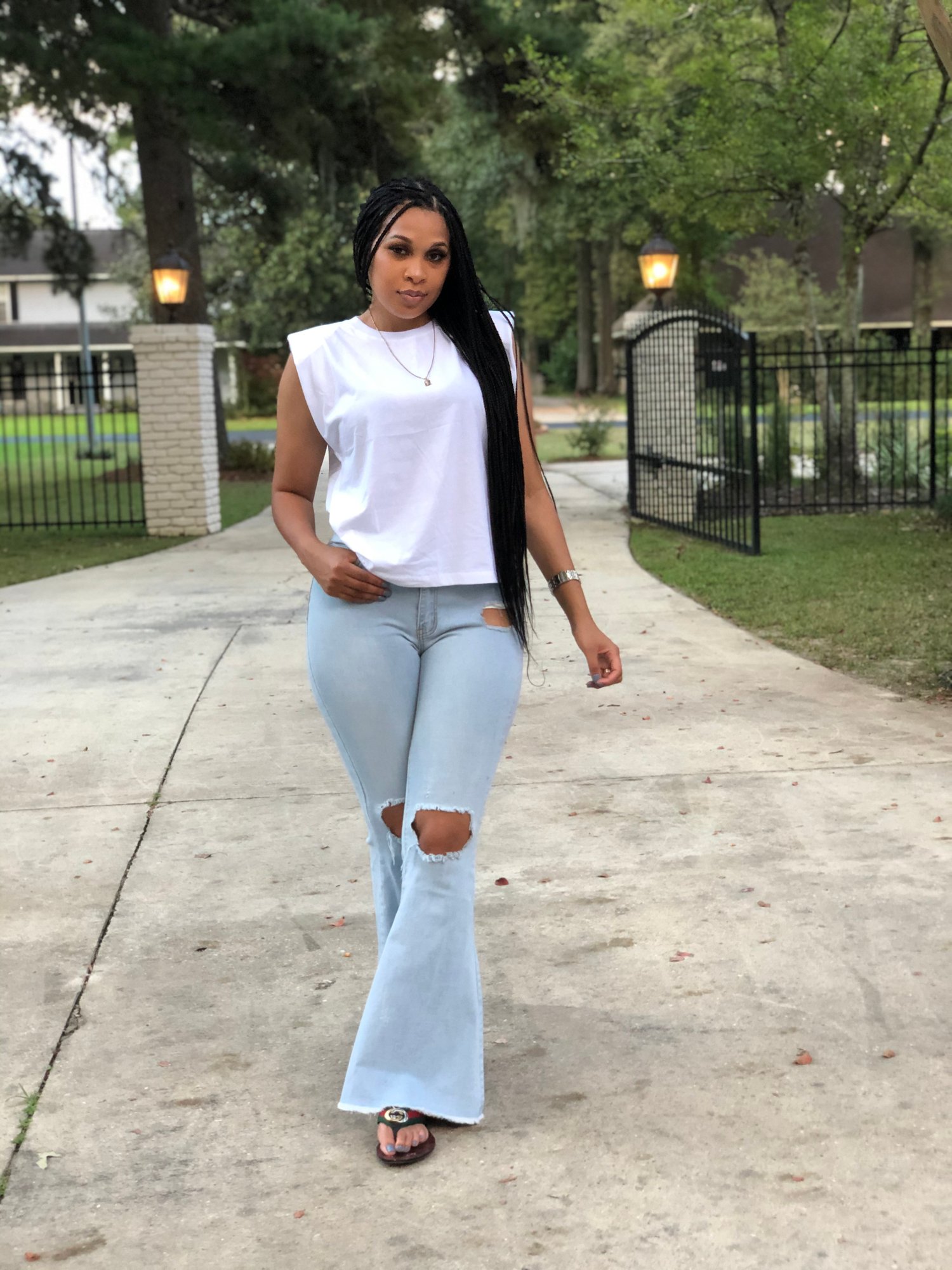 light blue denim bell bottoms