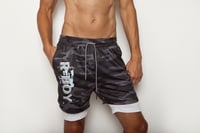 Image 1 of R-BOY 2-IN-1 Gray Camouflage Athletic Compression Shorts