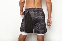 Image 2 of R-BOY 2-IN-1 Gray Camouflage Athletic Compression Shorts