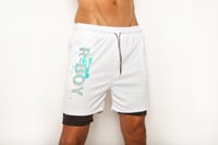 Image 1 of R-BOY 2-IN-1 White/Black Athletic Compression Shorts