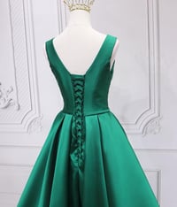 Image 3 of Elegant Satin Long Green Floor Length Evening Gown, Green Long Prom Dress