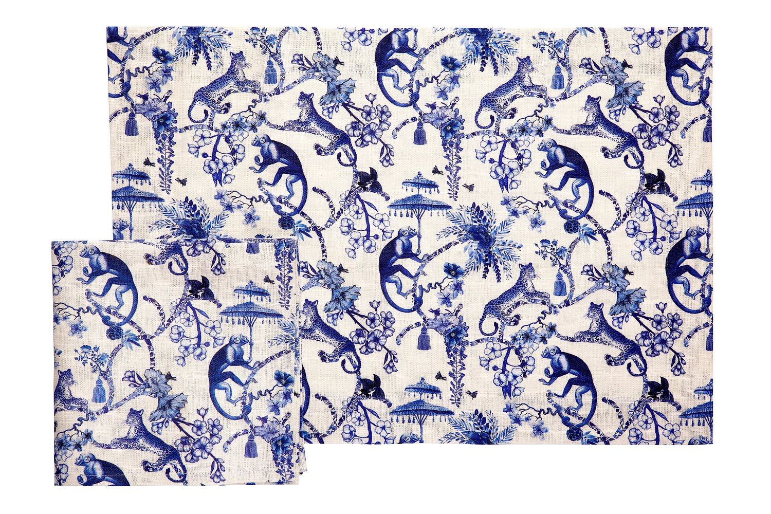 Image of Set 1 tovaglietta americana+1 tovagliolo BluChinoiserie-BlueChinoiserie set of 1 placemat+1 napkin