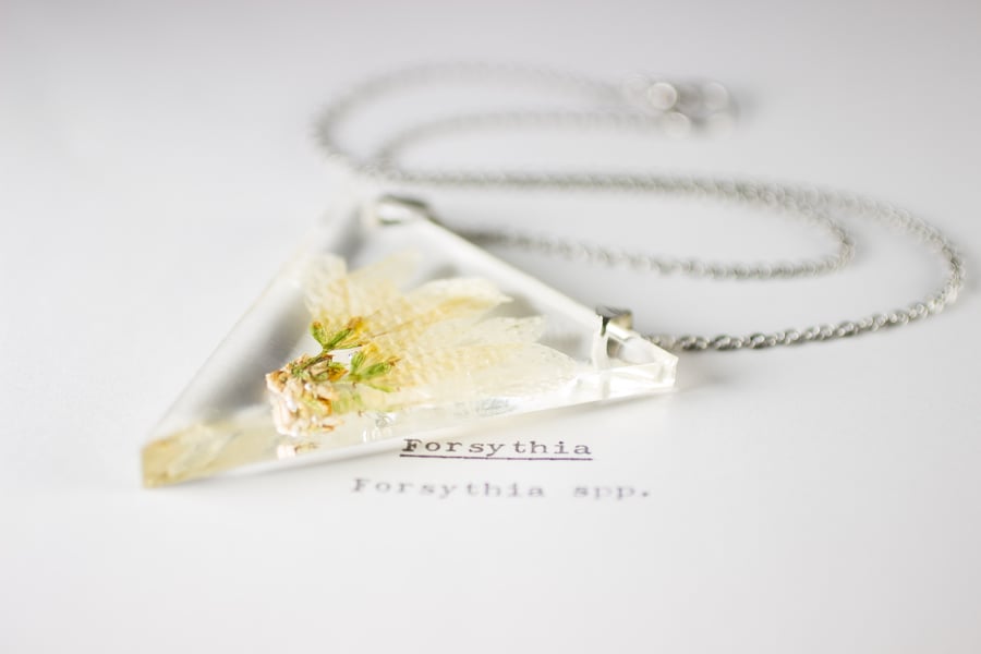 Image of Forsythia - Triangular Pressed Pendant #3