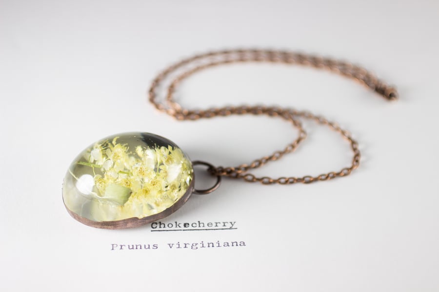 Image of Chokecherry (Prunus virginiana) - Copper Plated Necklace #1