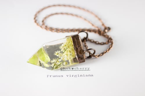 Image of Chokecherry (Prunus virginiana) - Small Copper Prism Necklace #1