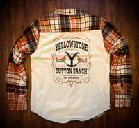 Upcycled “Yellowstone/Dutton Ranch” t-shirt flannel 