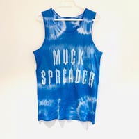 Hand Tie Dyed Vest with Muck Spreader Logo in White 