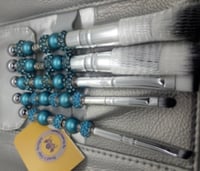 Image 2 of Beaded Makeup Brush Set - Blue