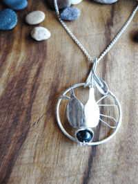 Image 1 of Wisteria specimen pendant: forged sterling silver with beetle blue fresh water pearl