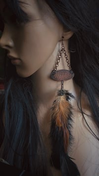 Image 1 of Copper & feathers Witch earrings 