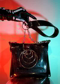 Image 1 of BLACK HOLE | LIMITED EDITION | BLACK GLITTER VINYL O RING CHAINED PURSE