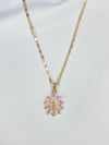 PINK DIAMOND VIRGIN MARY FLOWER NECKLACE