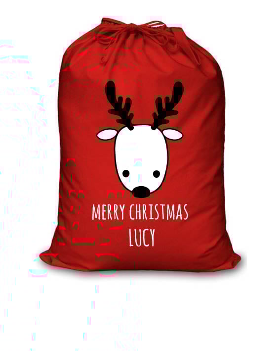 Image of Personalised Christmas Santa Sack - Reindeer