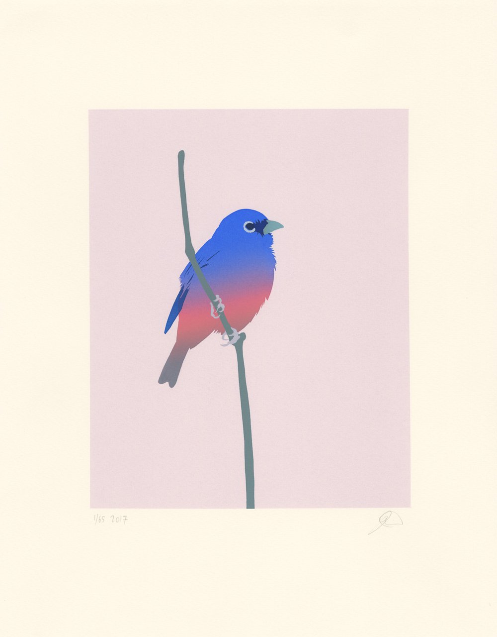 Image of Rose-bellied Bunting Screen print