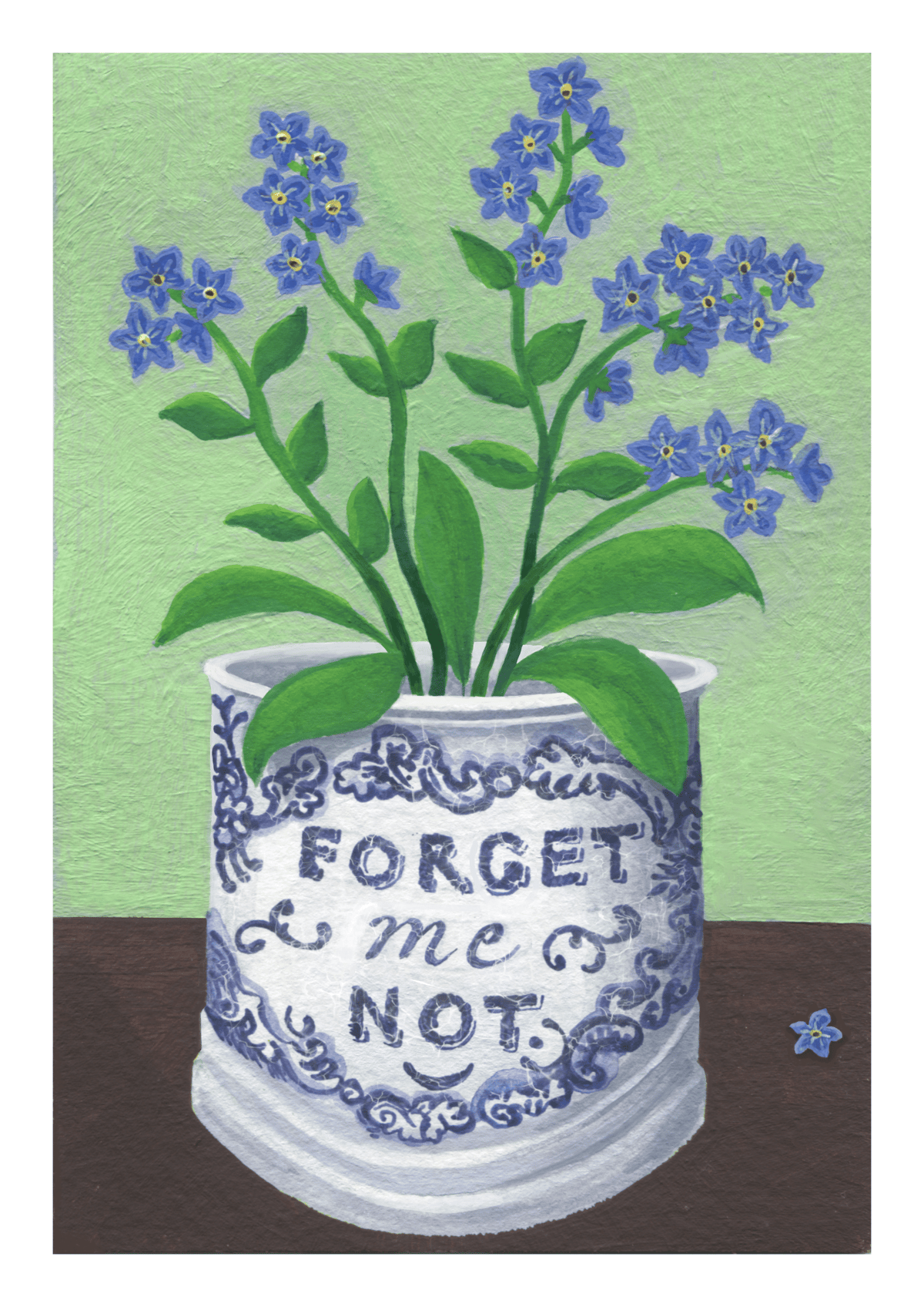 Forget-Me-Nots in Blue Cup Print & Card