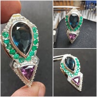 Blue Kyanite and Purple Tourmaline Pendant
