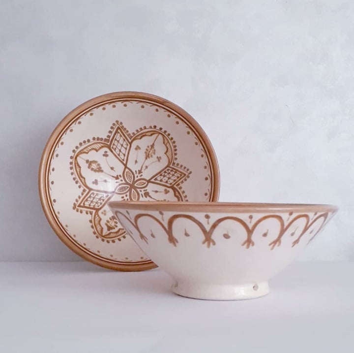 Image of MOROCCAN CERAMIC SERVING BOWL - BROWN