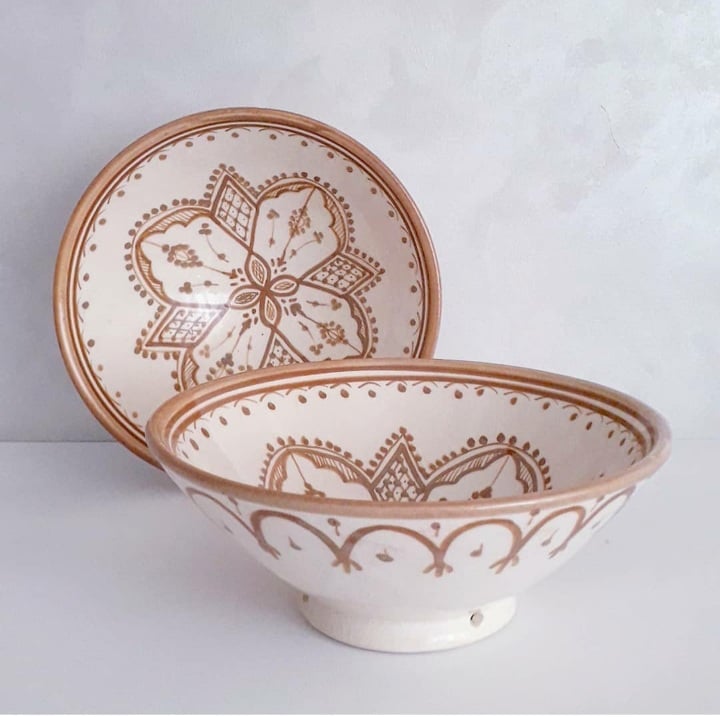 Image of MOROCCAN CERAMIC SERVING BOWL - BROWN
