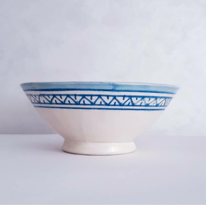Image of MOROCCAN CERAMIC SERVING BOWL - BLUE 