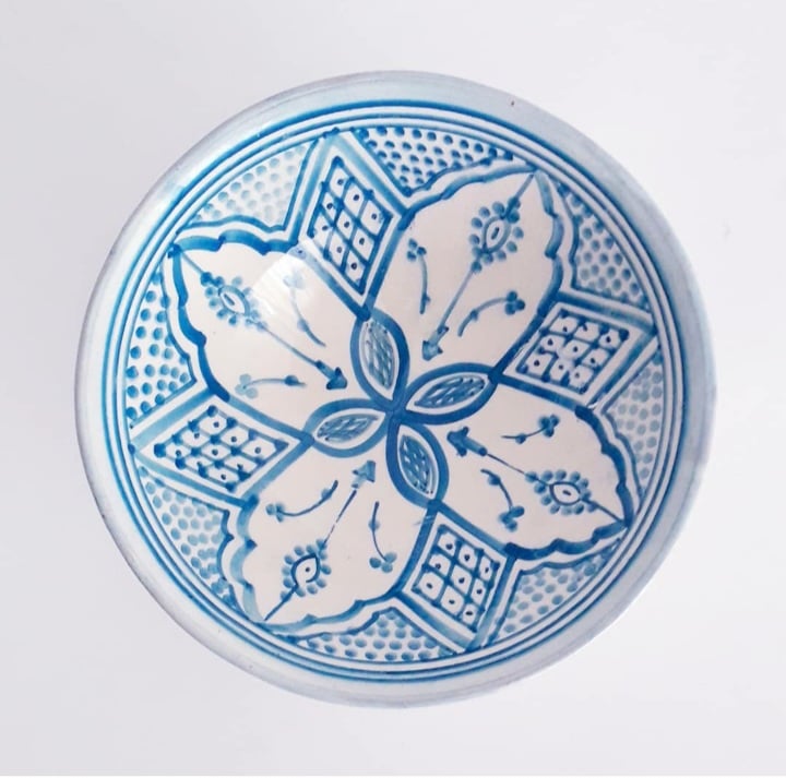 Image of MOROCCAN CERAMIC SERVING BOWL - BLUE