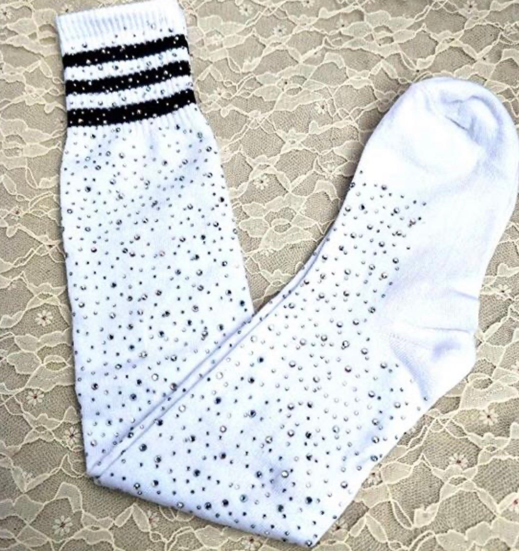 Image of White and Black Bling 4 me socks 