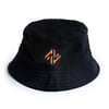 BUCKET HAT black X orange