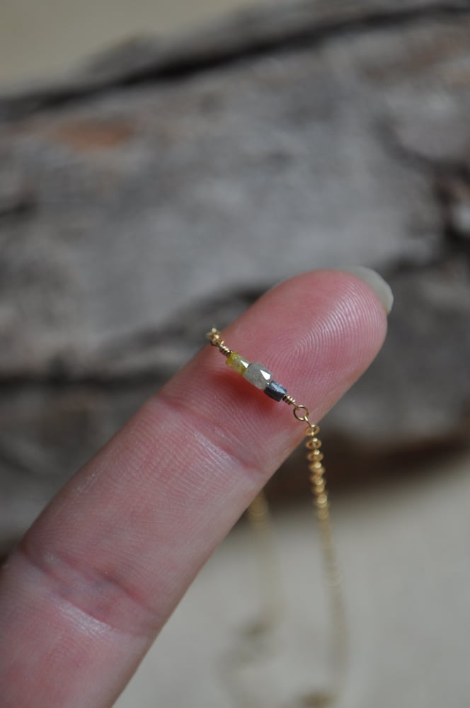 Image of Teeny Tiny Natural Diamond Trio Necklace